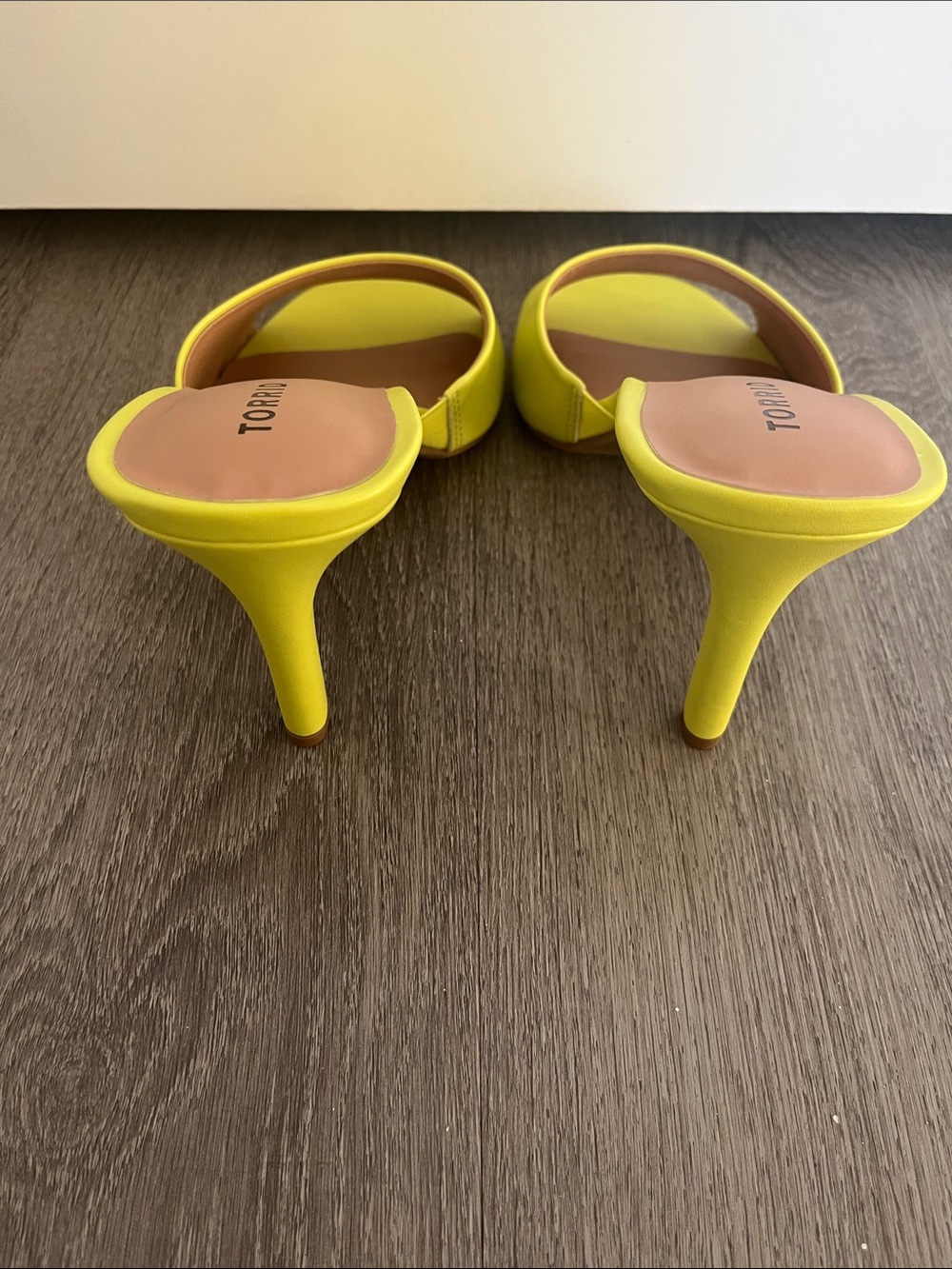 Torrid                                       Neon Yellow Open-Toe High Heel Mule